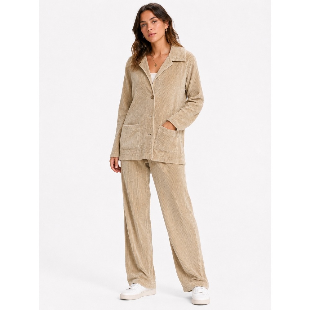 Chadwicks Corduroy Blazer Womens Medium Tan Beige Cotton Button Front Jacket Ivy